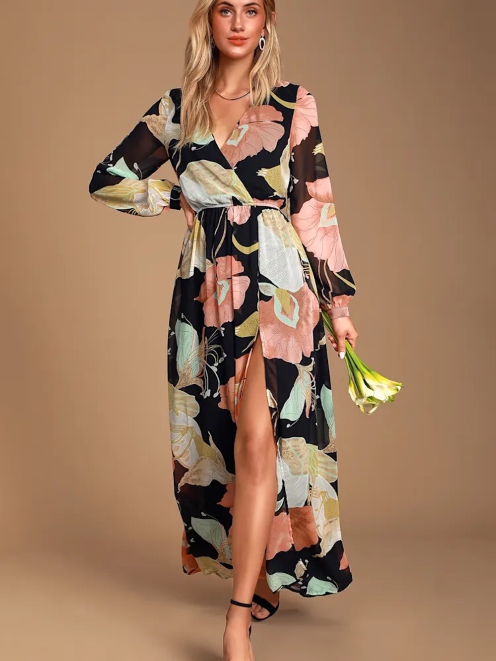 Lulus Wondrous Water Lilies Floral Maxi Dress